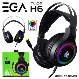 EGA TYPE H6 Gaming Headset 7.1 Virtual Surround  หูฟังเกมส์ ไฟ RGB 🚩🚩 ของแท้ ประกัน 2 ปีเต็ม 🚩🚩