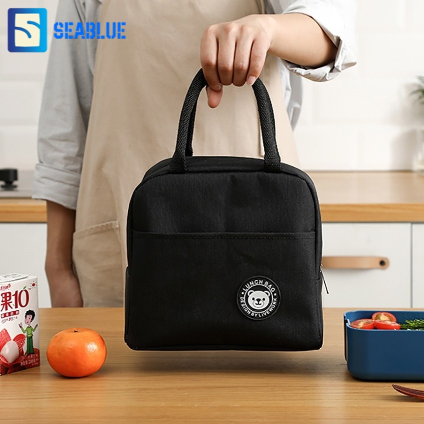 SEABLUES-กระเป๋าใส่ข้าวกลางวันสไตล์ญี่ปุ่นแบบพกพา, ถุงฉนวนหนาอลูมิเนียมฟอยล์, ถุงเก็บความเย็น LC-B16