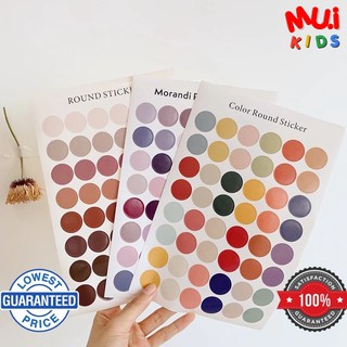 muikids สติ๊กเกอร์วงกลม Round sticker สี earthtone โทนม่วง สติ๊กเกอร์สี พร้อมส่งในไทย