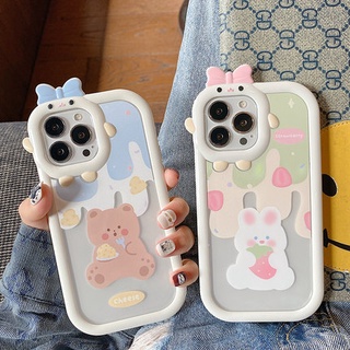 เคสโทรศัพท์มือถือ กันกระแทกสี่มุม ลายหมี สําหรับ iPhone 14 14pro 14max 14prm 13 13pro 13prm 11 6splus 7Plus 8Plus Xr XS 13 12 Pro Max