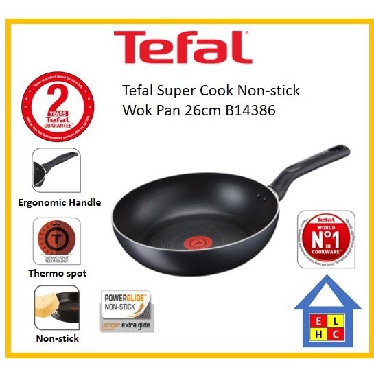Tefal SUPER COOK NON STICK WOK PAN B14386 กระทะ 26 ซม.
