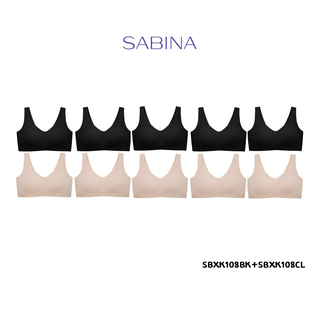 SABINA BRALESS เสื้อชั้นใน (Set 10 ชิ้น) Seamless (ไม่มีโครง) รุ่น Soft Collection รหัส SBXK108BK+SBXK108CL สีดำ/เนื้ออ่อน