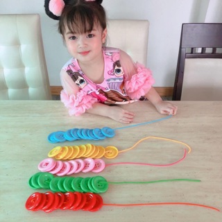 เชือกร้อยกระดุม 5 สี 10 สี เชือกเก็บปลาย เสริมพัฒนาการ (ไม่รวมกระดุม) (11025) (11044) (11031)