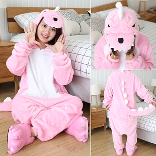 ชุดคอสเพลย์ การ์ตูนไดโนเสาร์ Kigurumi สีชมพู สําหรับผู้หญิง และผู้ชาย