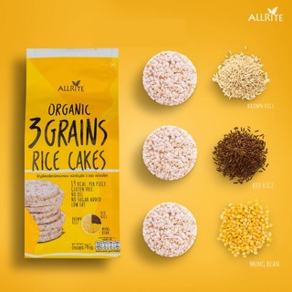 Oranic 3 grains Rice cake ข้าวผสมธัญพืชออร์แกนิคอบกรอบ ประกอบด้วยธัญพืช 3 ชนิด  ไม่อ้วน แคลอรี่ต่ำ