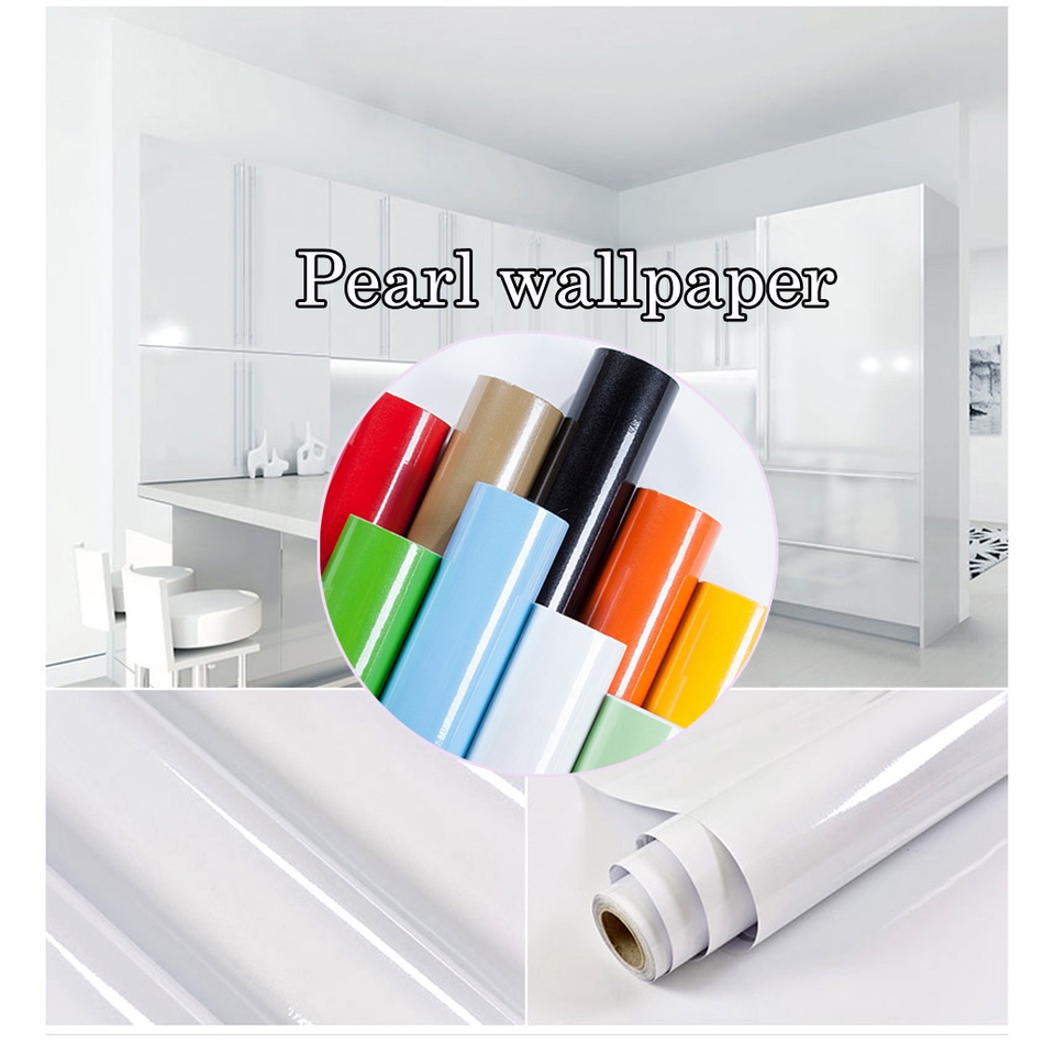 วอลเปเปอร์สติกเกอร์ PVC โทนสีพาสเทล มีกาวในตัว สติ้กเกอร์กันน้ำ กันน้ำมัน ติดผนัง ติดเฟอร์นิเจอร์