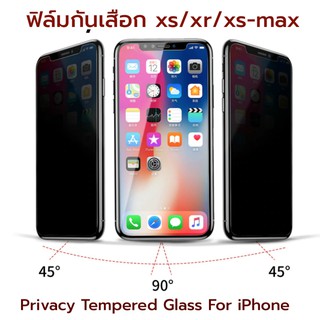 ถูกที่สุด พร้อมส่งจากไทย Privacy Tempered Glass For iPhone XS MAX XR X ฟิล์มกระจก กันเสือก กันส่อง อ่านได้แค่มุมตรง