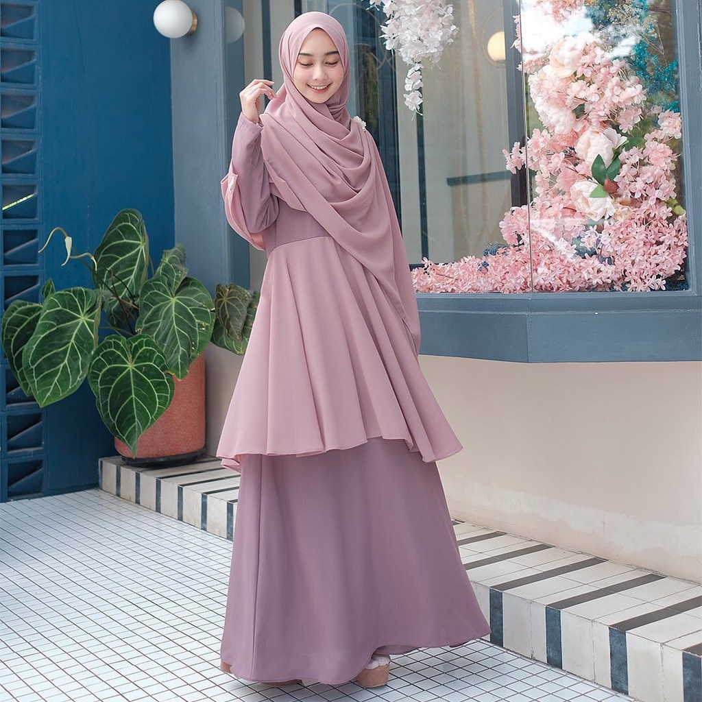 Safa Syari / Gamis Syari / Gamis Set Hijab / Gamis Eid / Gamis ล่าสุด / Gamis Lilac / ชุดมุสลิม