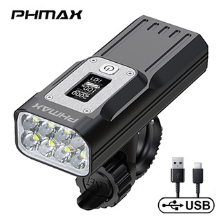 Phmax ไฟจักรยานอัจฉริยะ ควบคุมอุณหภูมิ จอแสดงผล ชาร์จ USB ไฟขับขี่กลางคืน