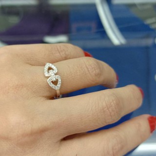 SWEET 16 แหวนเงินล้อมเพชรแฟชั่นเกาหลี AR3413/ 925 Sterling Silver Chain Link Ring with CZ Diamonds Korean Fashion