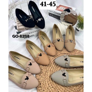 👠sz.41-45 รองเท้าคัชชูมิกกี้หน้ากว้าง หนังนูบัค