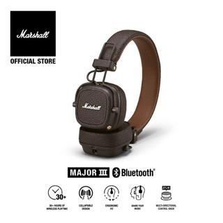 Marshall หูฟังไร้สาย  สีน้ำตาล BrownMarshall major lll Bluetooth  
ของแท้จากร้าน marshell official store