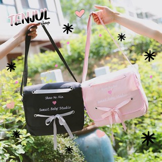 ทักแชทก่อนสั่ง⚡ Baby Heart Bag กระเป๋าสะพายข้าง แต่งริบบิ้นผูกโบว์น่ารัก กระเป๋าสะพาย ใบใหญ่