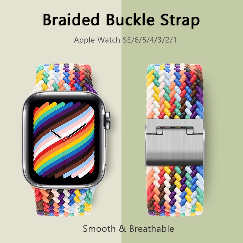สาย Apple Watch Braided Solo Loop ปรับสายถักแบบห่วงเดี่ยว สายถัก ปรับได้ ปรับความยาวได้ง่าย สีทางการ iWatch 7 6 5 4 3 2 1 SE 45mm 41mm 44mm 42mm