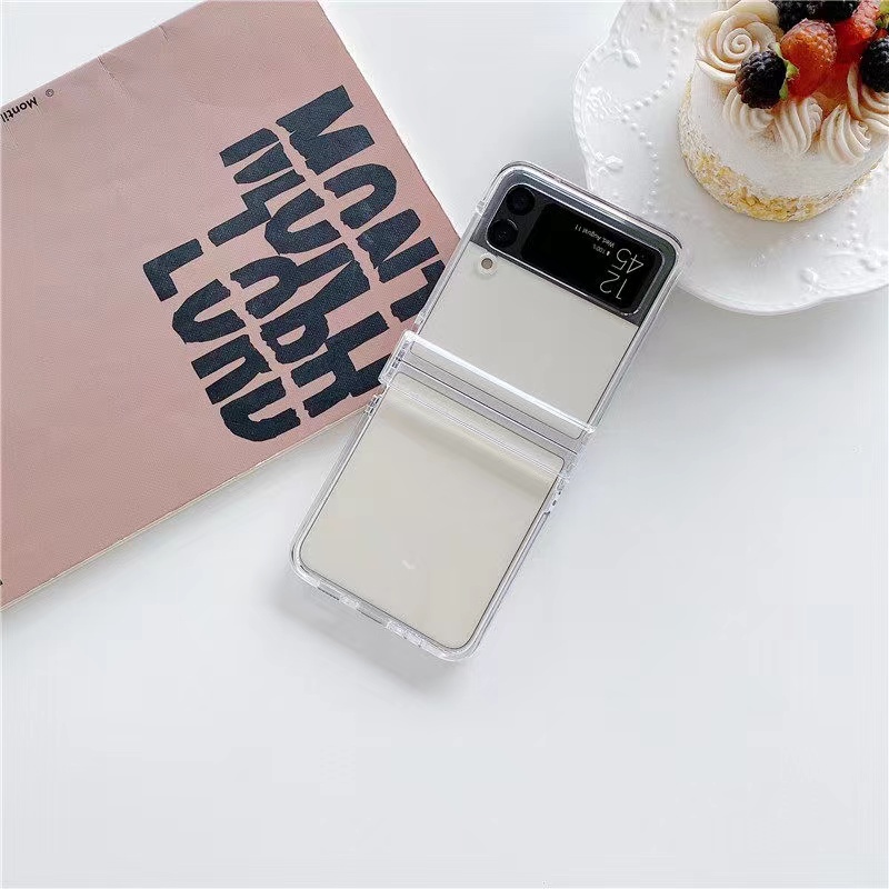 เคสโทรศัพท์กันกระแทกแบบใสสําหรับ Samsung Galaxy Flip 6 5 Flip4 Full Transparent Hard PC ฝาหลังเกราะปลอก