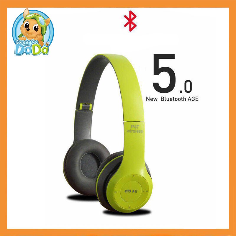 สีเขียว หูฟังบลูทูธ P47 เสียงดี Wireless Bluetooth Stereo Headset หูฟังบลูธูทไร้สาย Headphones