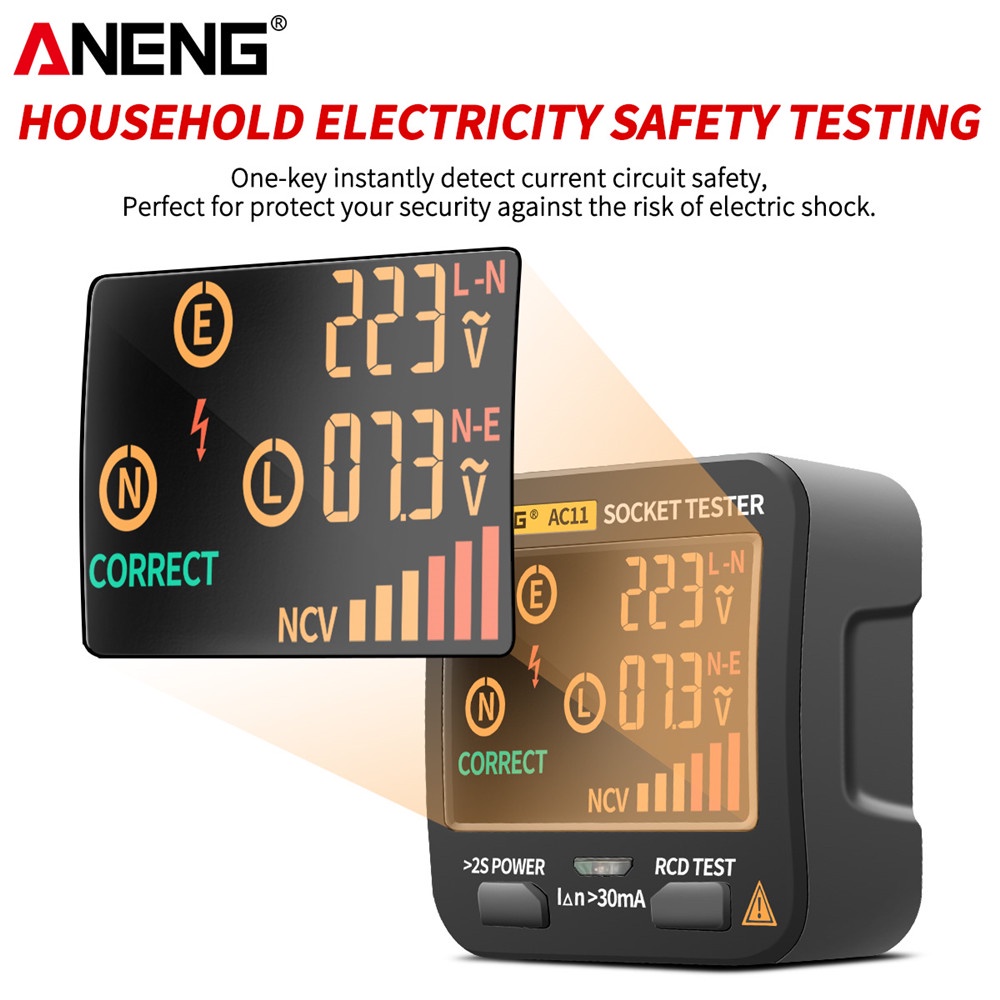 [สินค้าในไทย พร้อมส่งทันที] ANENG AC11 Digital Smart Socket Voltage Tester