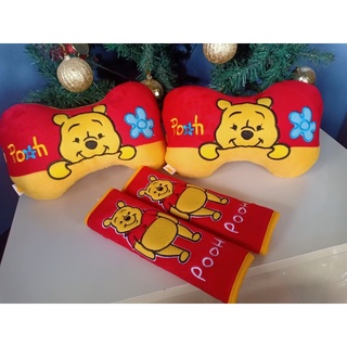 setหมอนรองคอ+ที่หุ้มเบลล์ในรถยนต์ลายหมีพูห์Pooh