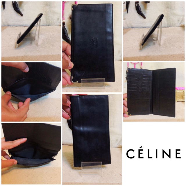 👝:  CELINE Vintage Black Leather Wallet แท้💯%