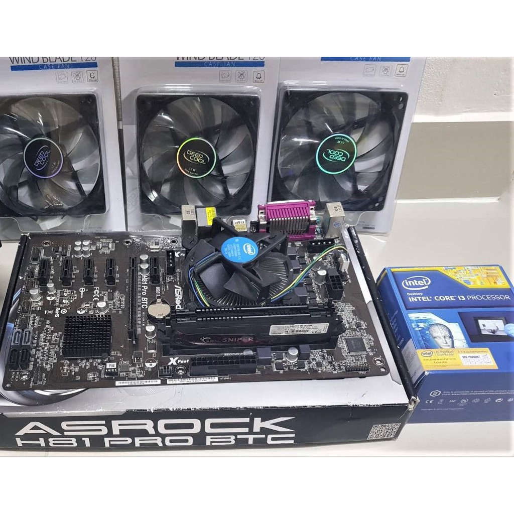 ASROCK H81 PRO BTC 6PCIE+INTEL i3-4170 1150+G.SKILL SNIPER 8GB(4GBX2)+DEEPCOOL 120MM FANSx3