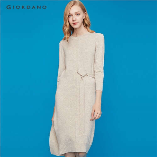 GIORDANO WOMEN Stylish waistband knitted dress 94469042