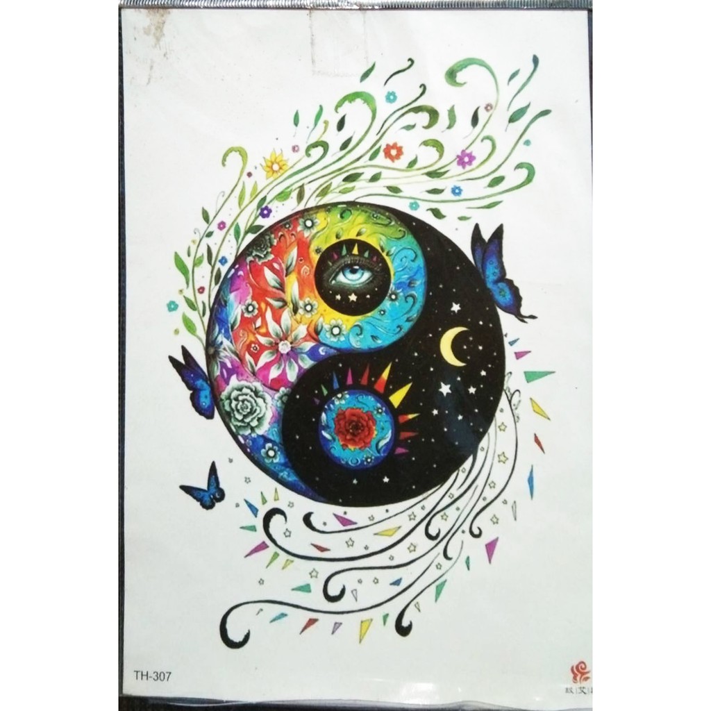 แทททู สติ๊กเกอร์ หยิน หยาง Yin Yang sticker tattoo temporary