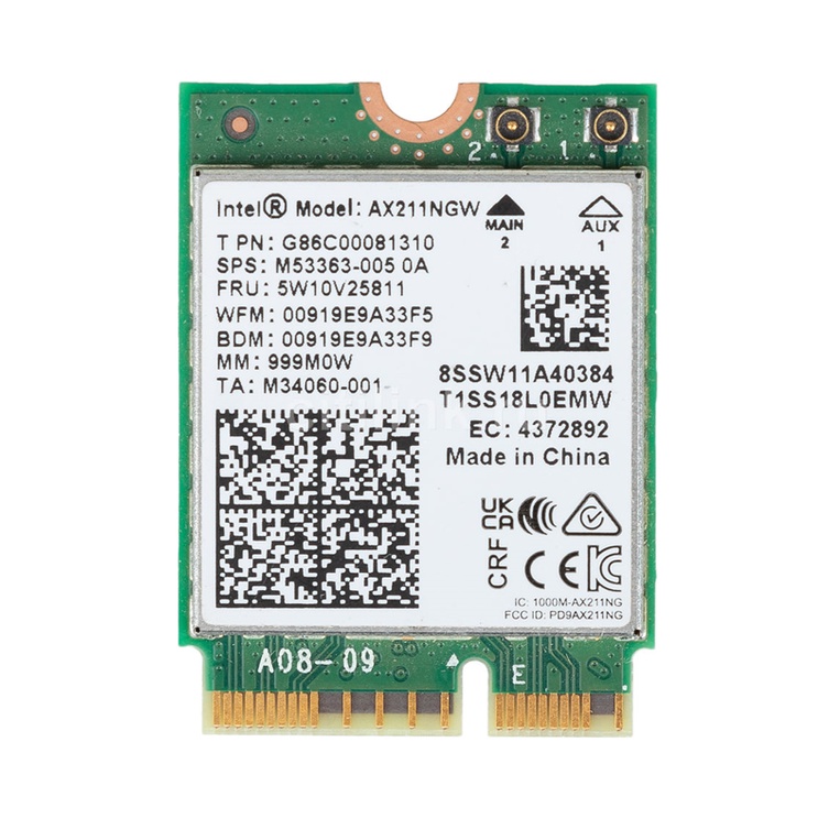 Intel AX211 AX211NGW WiFi 6E Dual Band 2.4G 5G 802.11AX MU-MIMO Bluetooth 5.2 Support CPU Intel Gen 