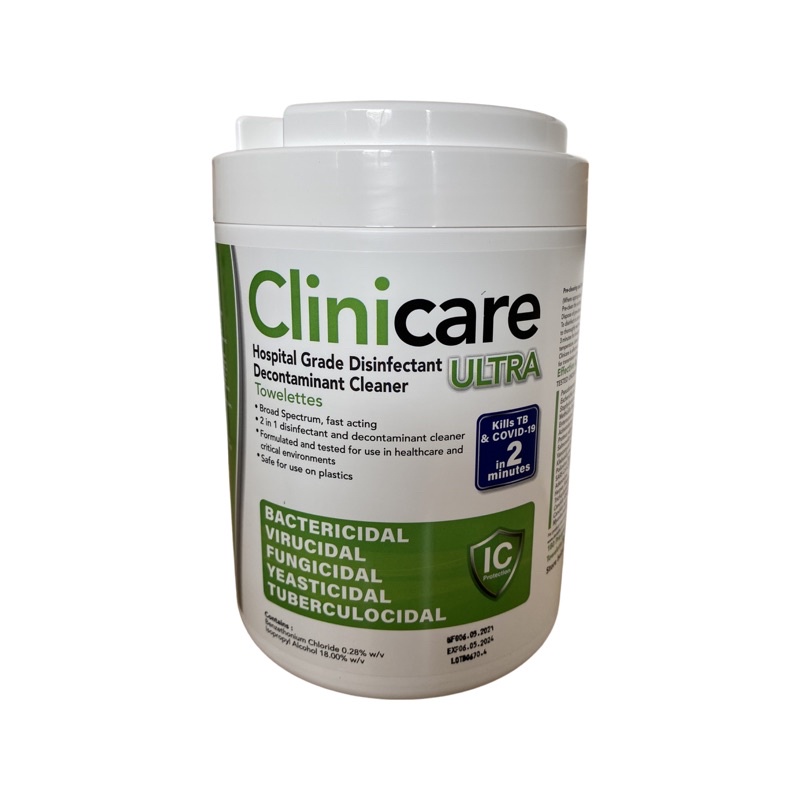 Clinicare ultra Wipes รุ่นใหม่ ล็อตใหม่ 180 แผ่น ต่อ 1 กระปุก