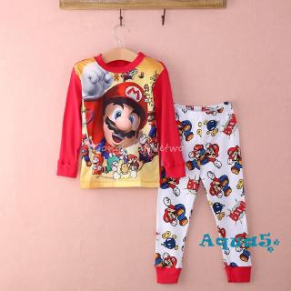 ✿ℛNew Baby  Mario Baby Toddler Kids Boys Nightwear Sleepwear Pyjamas Set Age