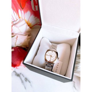 (สด-ผ่อน)🎗แท้100% GUCCI  White Dial Stainless Steel Ladies Watch