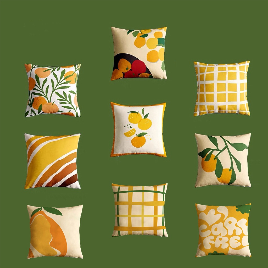 <COD> ปลอกหมอน ผ้าฝ้าย ลายผลไม้ สีส้ม ขนาด 40 × 40. 45x45 .50X50. 60x60 .70X70. ปลอกหมอนข้างโซฟา เหมาะกับฤดูร้อน สําหรับตกแต่งบ้าน