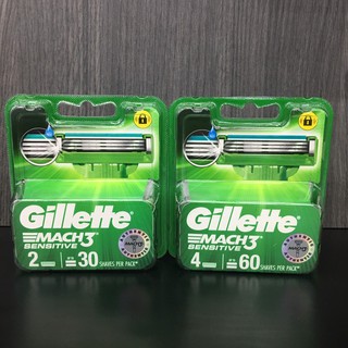 Gillette Mach 3 Sensitive (2-4 ชิ้น/แพ็ค)ยิลเล็ตต์ มัคทรี เซนซิทีฟ ใบมีดโกน (มี 2 ขนาด)