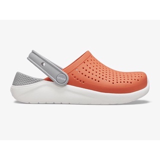 CROCS LiteRide Clog รองเท้าลำลองเด็ก CROCS สีส้ม/เทา (Tangerine-White) Clog Kids