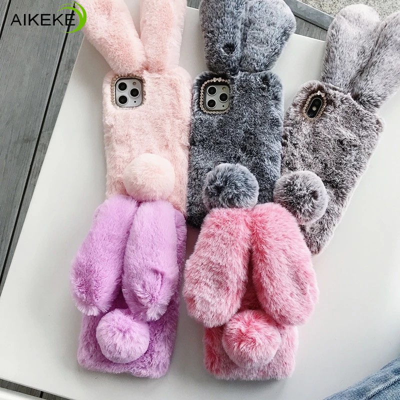 สําหรับ Samsung Galaxy M54 A05S A05 F52 A04E A04 M33 A54 A55 A35 A30 A20 A81 A03S A91 5G เคสโทรศัพท์สไตล์เกาหลีตุ๊กตา 3D ยาว-หูกระต่ายนุ่ม Hairy