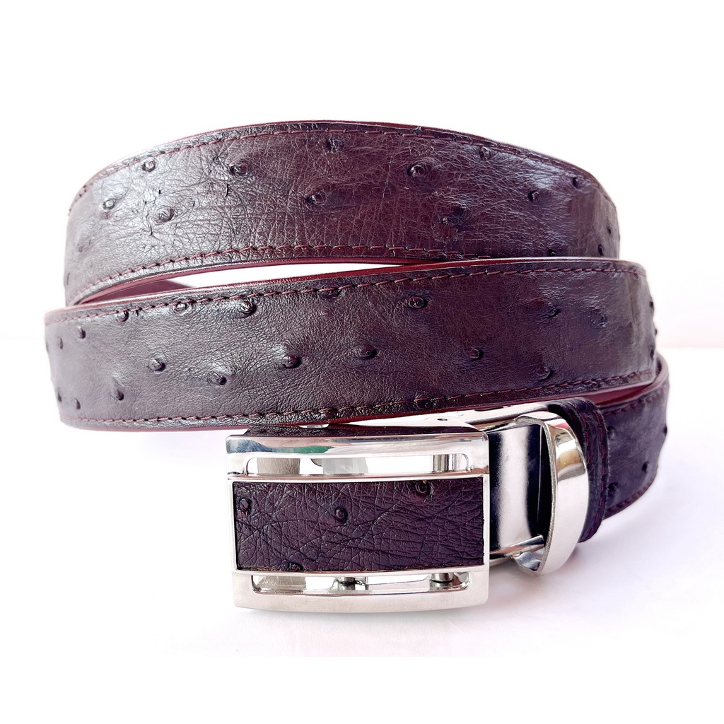 Huncroc เข็มขัดหนังนกกระจอกเทศแท้ สีน้ำตาล