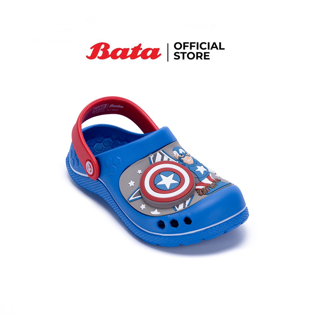 Bata บาจา ยี่ห้อ Marvel รองเท้าแตะลำลองเด็ก สวมใส่ง่าย มีไฟ LED สำหรับเด็กผู้ชาย รุ่น Captain Clogs 