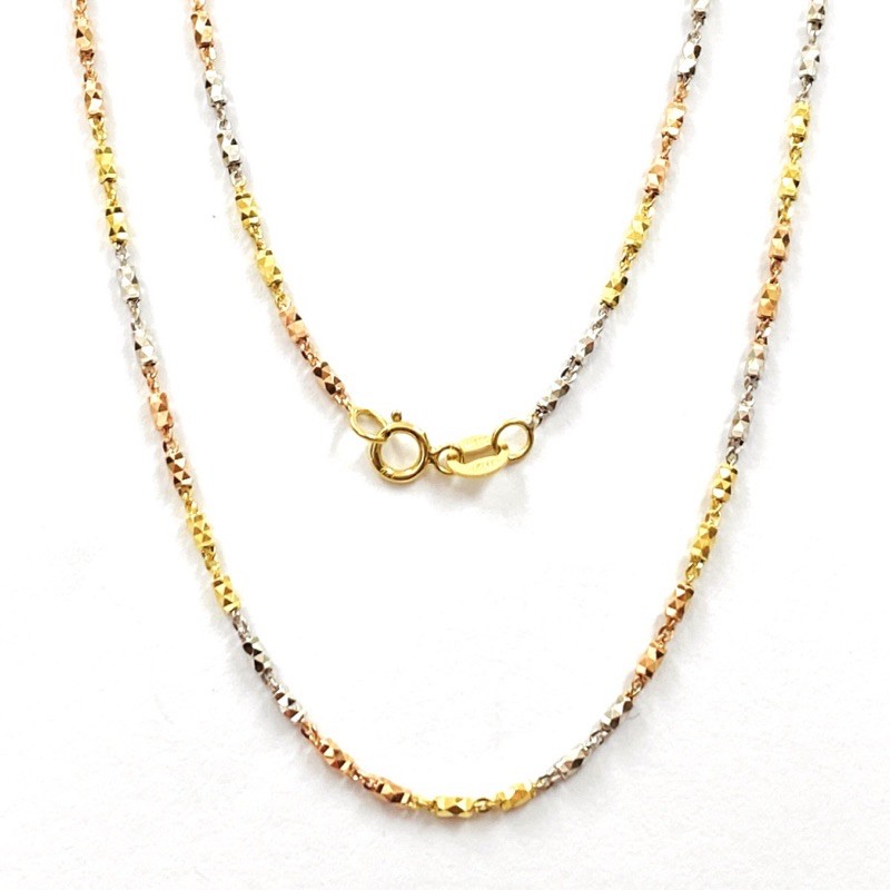 Princelyสร้อยคอทอง18เคแท้นำเข้าอิตาลี3สีWhite&Yellow&Pinkนำเข้าจากอิตาลีของแท้100%มีบัตรรับประกัน