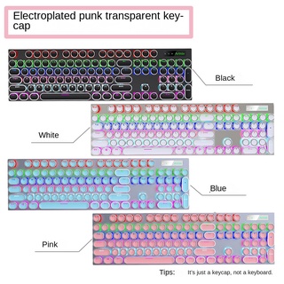 ปุ่มกดคีย์บอร์ดเมคคานิคอล โลหะใส ชุบไฟฟ้า ทรงกลม สไตล์พังก์ เรโทร 104 ปุ่ม