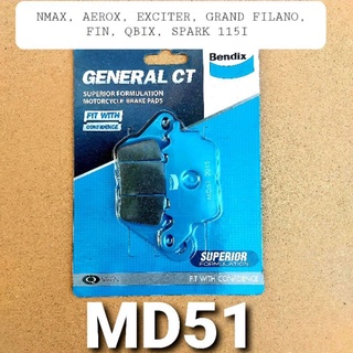 ผ้าเบรคแท้ BENDIX แท้ yamaha grandfilano hybrid grandfilano nmax aerox exciter finn qbix spark115i