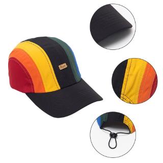 king Unisex Summer Baseball Hat Rainbow Stripes Letters Label Back Drawstring Sun Cap