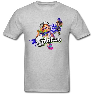 แขนสั้นcrew necksplatoon game การ์ตูน เกมส์ญี่ปุ่น Niceda Mens Splatoon Games Short Sleeve T Shirt Grey Mens teeคอกลม