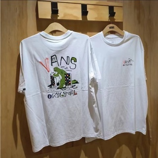 [S-5XL] Vans เสื้อยืดแขนสั้น ทรงหลวม ลายไดโนเสาร์ เหมาะกับคู่รัก สําหรับผู้ชาย และผู้หญิง