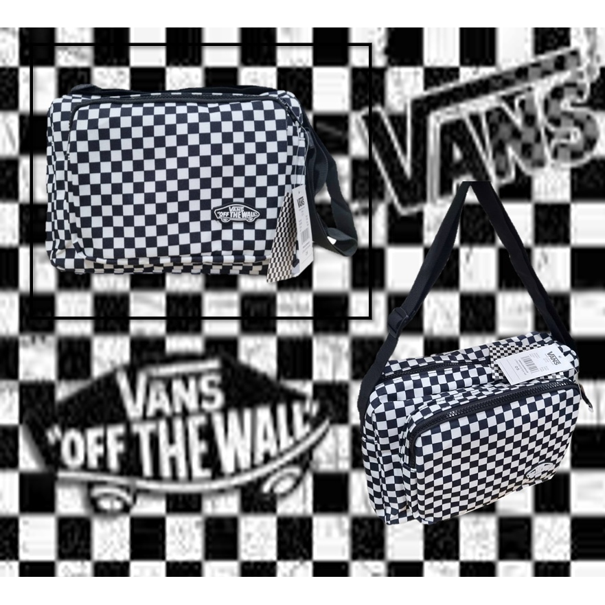 VANS กระเป๋าสะพายข้าง X เข็มขัดลายตาราง มีซิป ช่องใส่ของ2ชั้น  กระเป๋าคาดอก คาดเอว สำหรับผู้ชายและผู