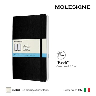 Moleskine Dotted Large Soft Cover (A5) (Black) - สมุดโน๊ต Moleskine A5 ปกอ่อน ลายจุด สีดำ