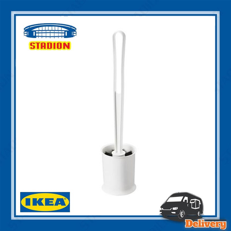 แปรงล้างห้องน้ำ สีขาว พร้อมกระบอกเก็บแปรง มีด้ามจับถนัดมือ TACKAN ทัคคัน IKEA