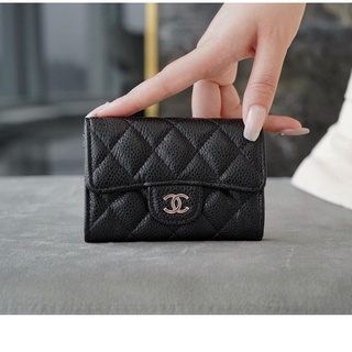 พรี  Chanel card holder หนังแท้ กระเป๋าแฟชั่นกระเป๋าสตางค์ กระเป๋า​บัตร แบรนด์เนน