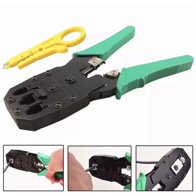Set 2in1 คีมเข้าหัวสายแลน Network RJ45 CAT5 RJ11 RJ12 LAN Cable + ตัวเช็คสายแลน
