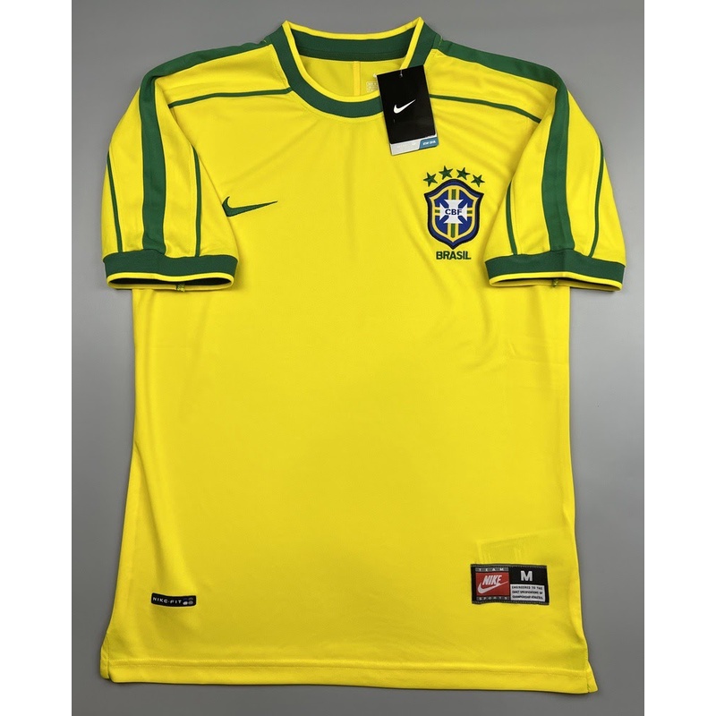 เสื้อบอล ย้อนยุค ทีมชาติ บราซิล 1998 เหย้า Retro Brazil Home เรโทร คลาสสิค