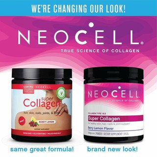 Neocell Super Collagen Type 1&amp;3 Berry Lemon 190g (New Package Exp.8/2024) คอลลาเจน 6,600 มก.รสเบอร์รี่เลมอน