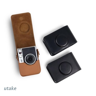 Utake กระเป๋าเคสหนัง PU สไตล์เรโทร พร้อมสายคล้อง สําหรับ Fuji Instax-Mini EVO